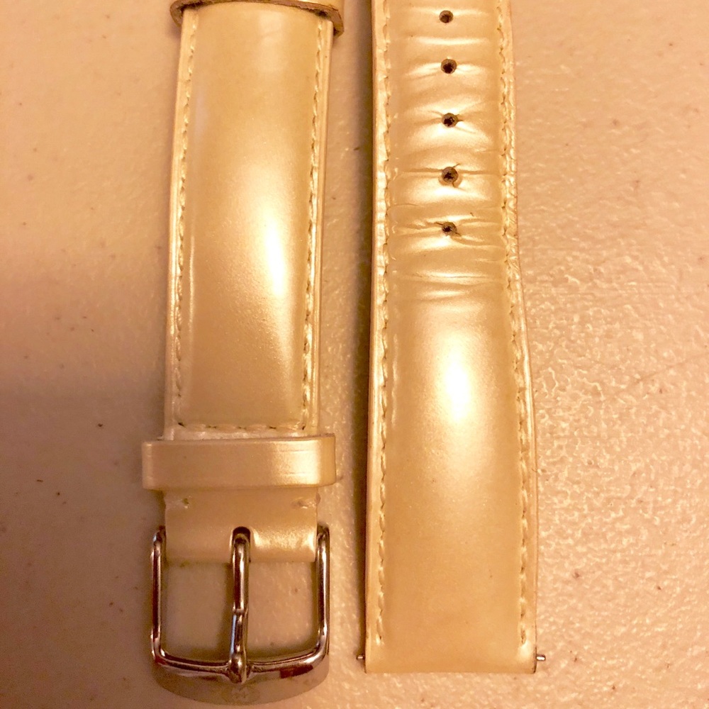 Michele Metallic Saffiano Leather Strap